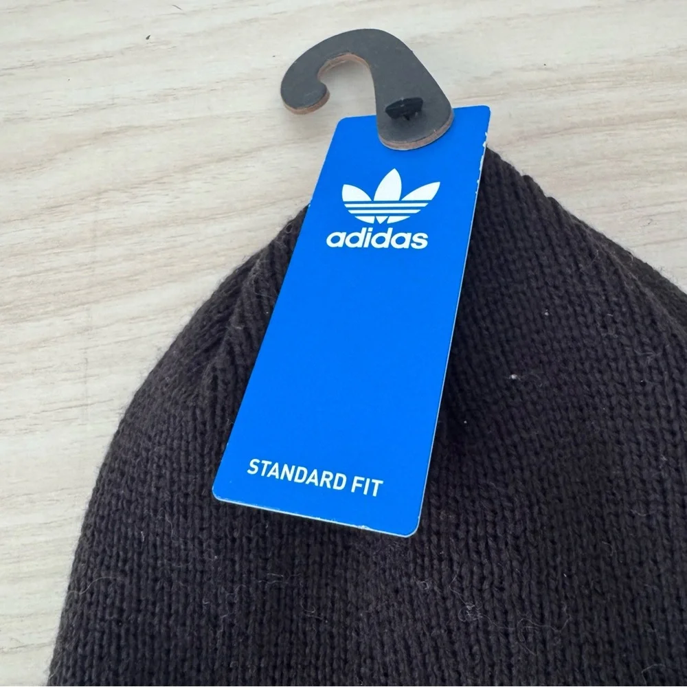 Adidas Originals Women’s Black Trefoil Knit Beanie Hat One Size NWT
